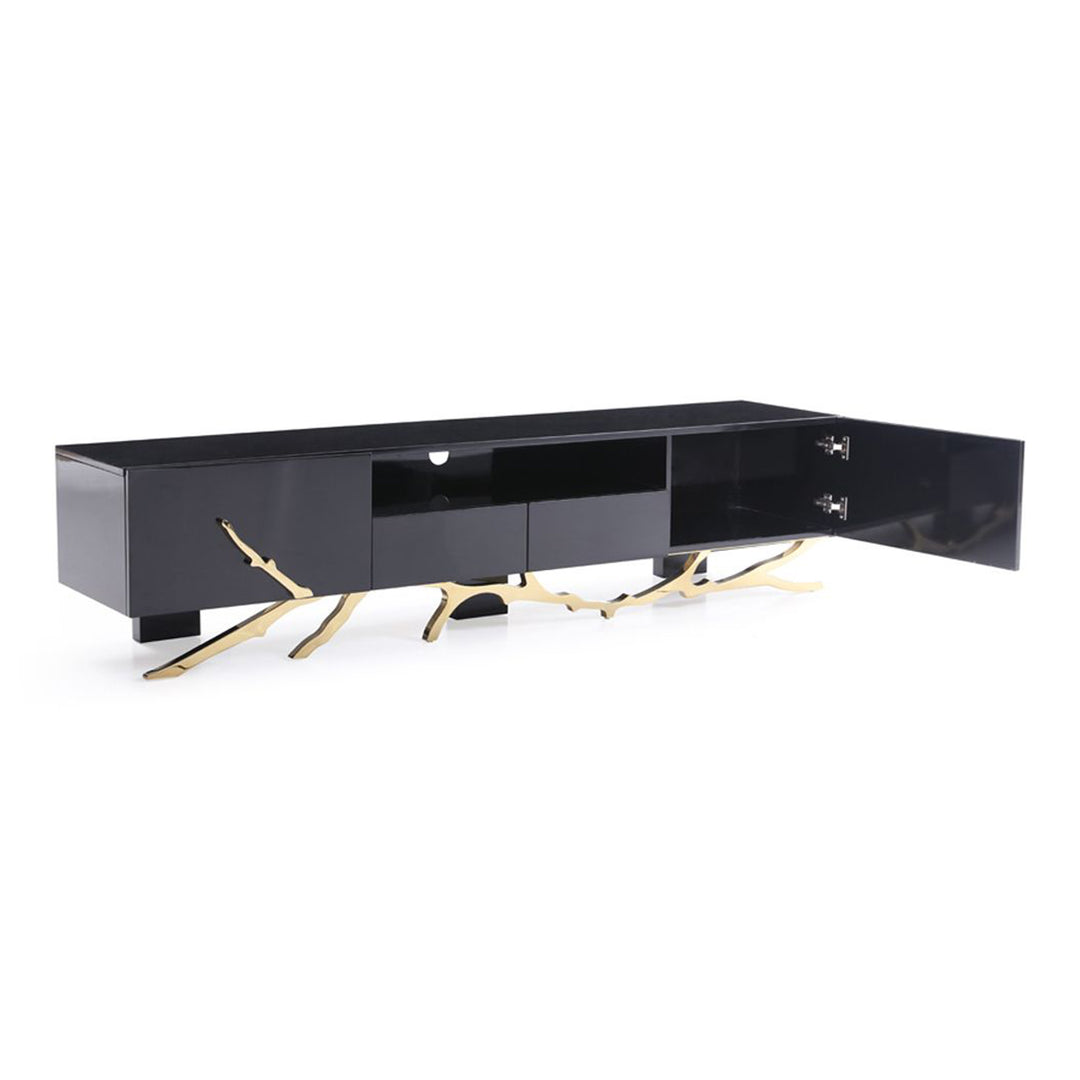 Legend Modern Black & Champagne Gold 87" TV Stand