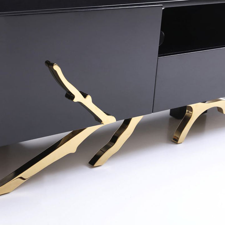 Legend Modern Black &amp; Champagne Gold 87" TV Stand