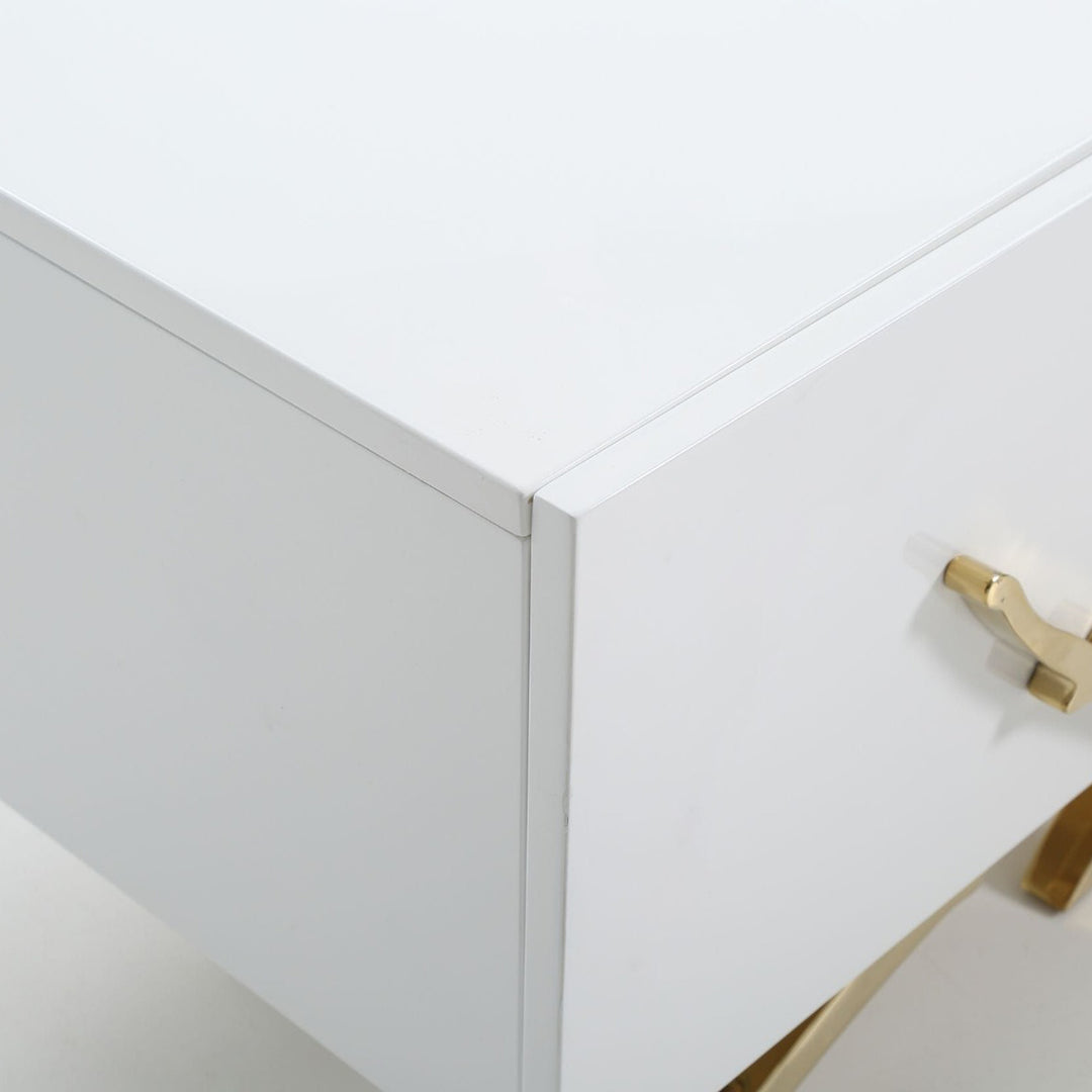 Legend - 87"-Wide Modern White Gold TV Stand
