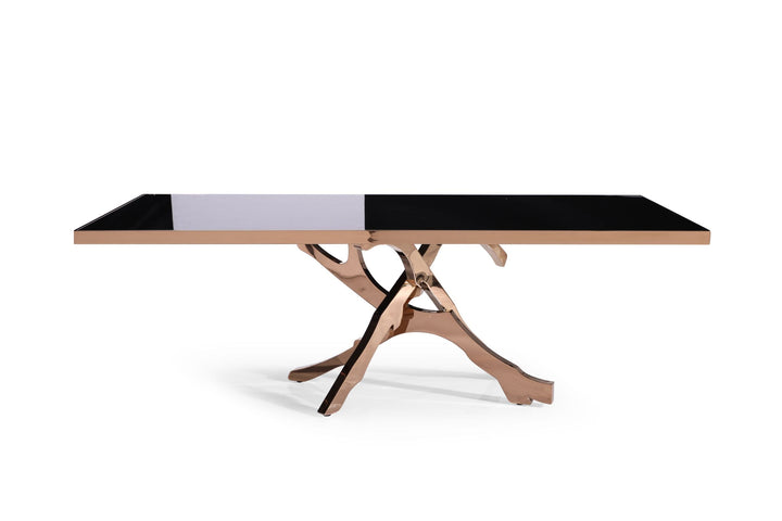 Legend - Modern Black Glass  and  Rosegold Dining Table