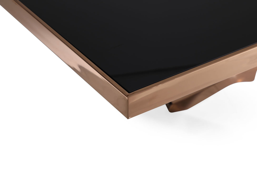 Legend - Modern Black Glass & Rosegold Dining Table