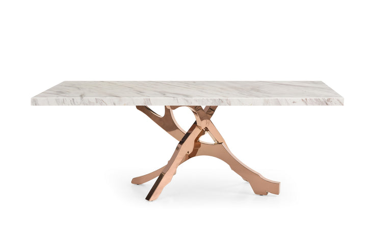 Legend - Modern White Marble  and  Rosegold Dining Table