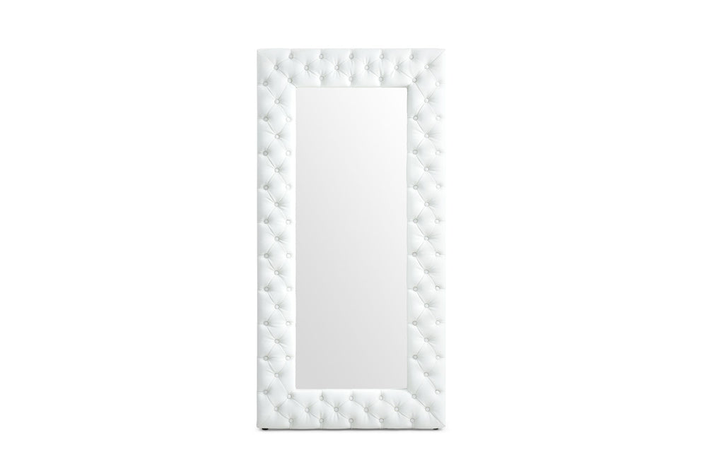Legend - Modern White Bonded Leather Floor Mirror