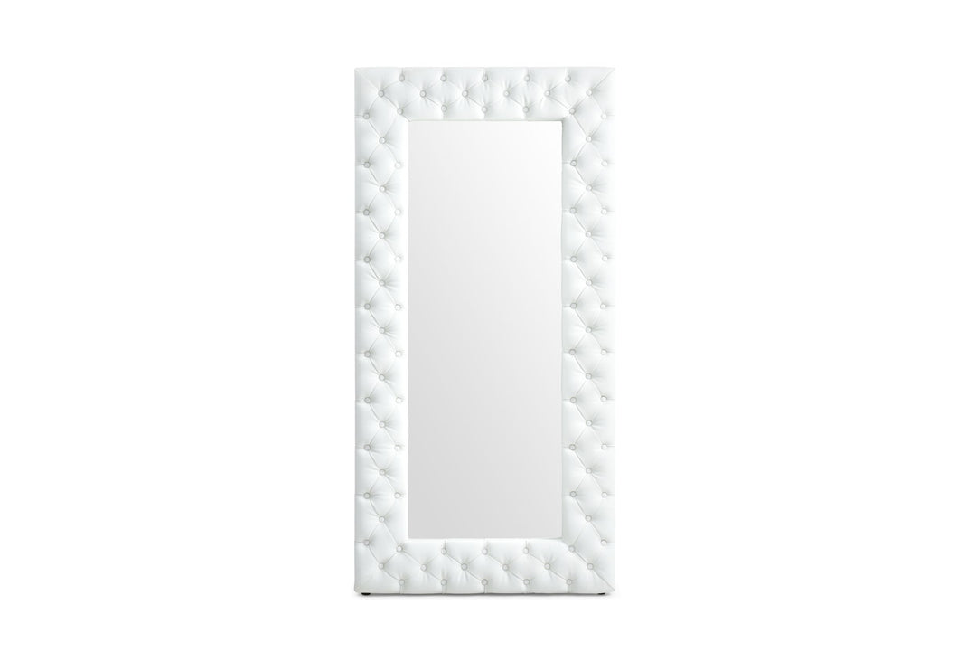 Legend - Modern White Bonded Leather Floor Mirror