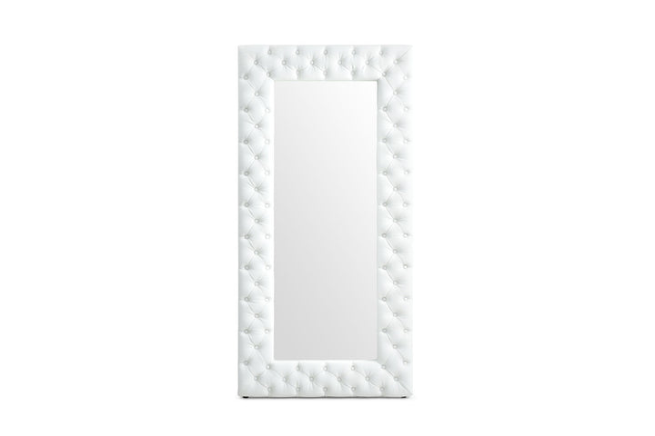 Legend - Modern White Bonded Leather Floor Mirror