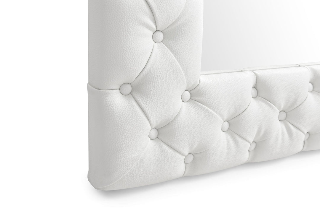 Legend - Modern White Bonded Leather Floor Mirror