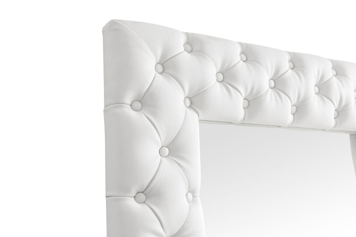 Legend - Modern White Bonded Leather Floor Mirror