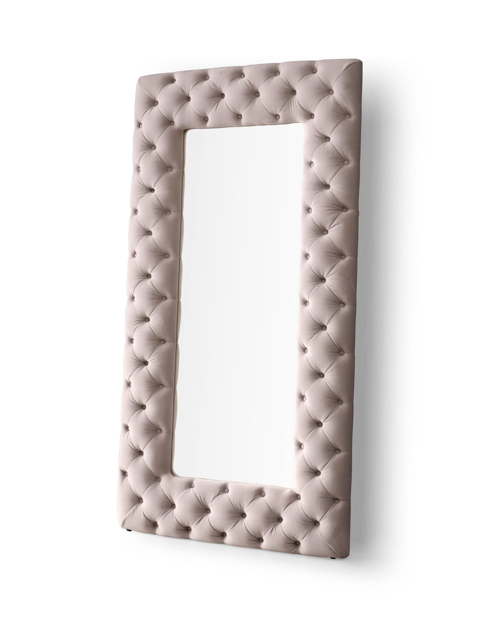 Legend - Transitional Grey Velvet Floor Mirror