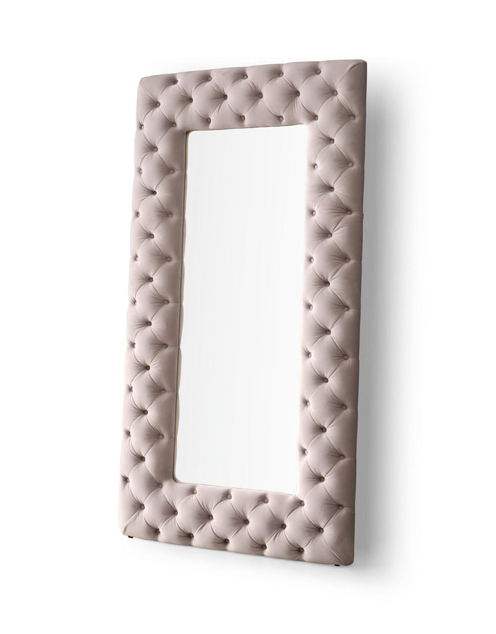 Legend - Transitional Grey Velvet Floor Mirror