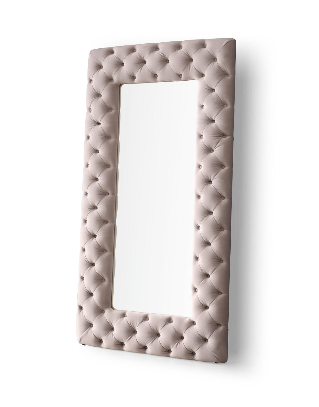 Legend - Transitional Grey Velvet Floor Mirror