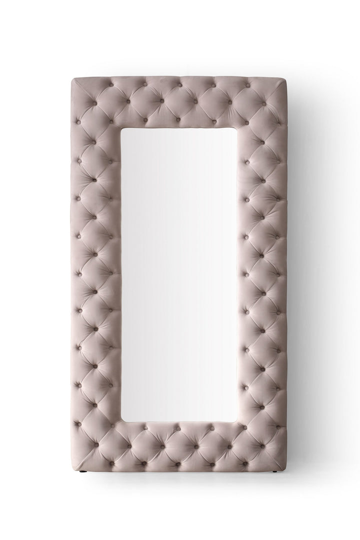 Legend - Transitional Grey Velvet Floor Mirror