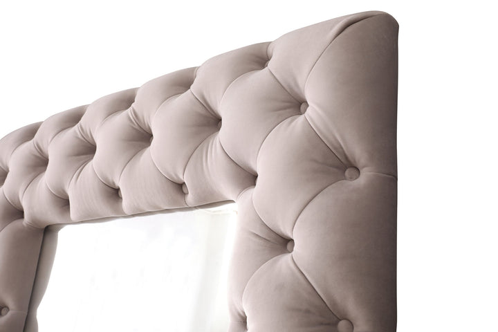 Legend - Transitional Grey Velvet Floor Mirror