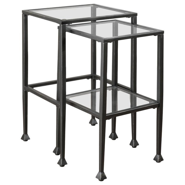 Leilani - 2 Piece Glass Top Nesting Table Set - Black Nesting Table modern furniture Contempo Furniture