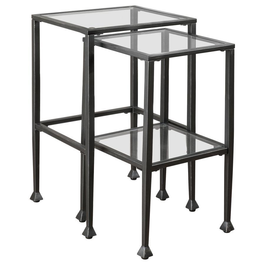Leilani - 2 Piece Glass Top Nesting Table Set - Black Nesting Table modern furniture Contempo Furniture