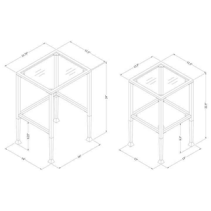 Leilani - 2 Piece Glass Top Nesting Table Set - Black Nesting Table modern furniture Contempo Furniture
