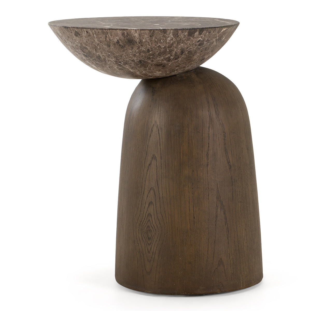Lenin - Modern Faux Marble + Wood Texture Concrete End Table