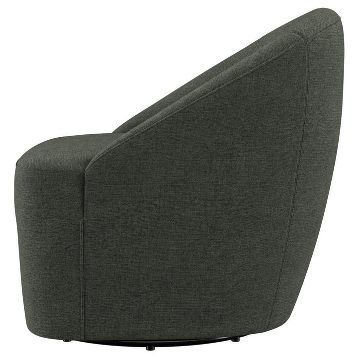 Leon - Upholstered Barrel Accent Swivel Chair - Hunter Green Swivel Chair modern furniture Contempo Furniture