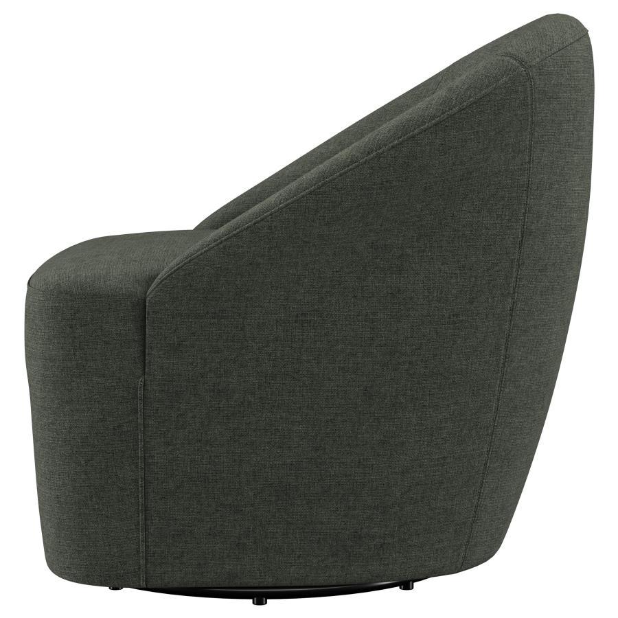 Leon - Upholstered Barrel Accent Swivel Chair - Hunter Green Swivel Chair modern furniture Contempo Furniture