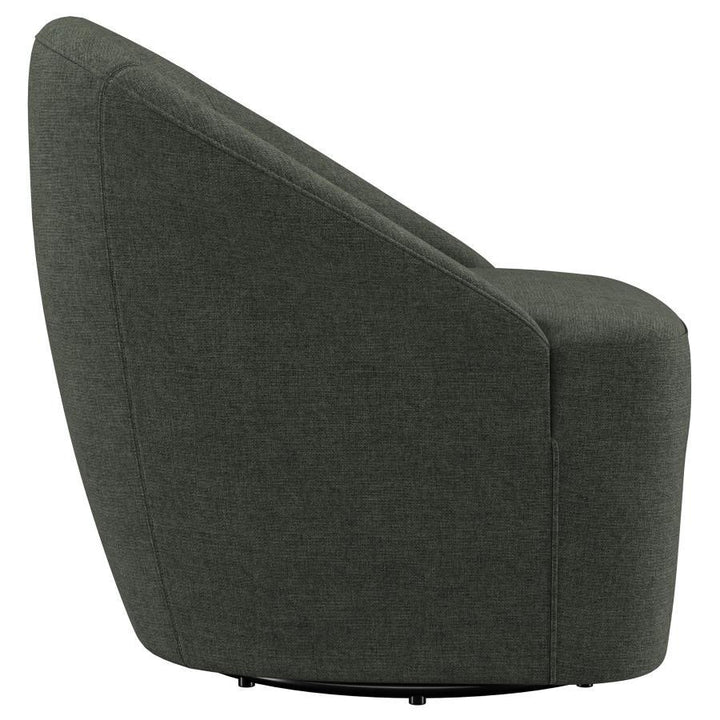 Leon - Upholstered Barrel Accent Swivel Chair - Hunter Green Swivel Chair modern furniture Contempo Furniture