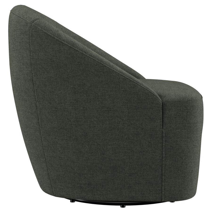 Leon - Upholstered Barrel Accent Swivel Chair - Hunter Green Swivel Chair modern furniture Contempo Furniture