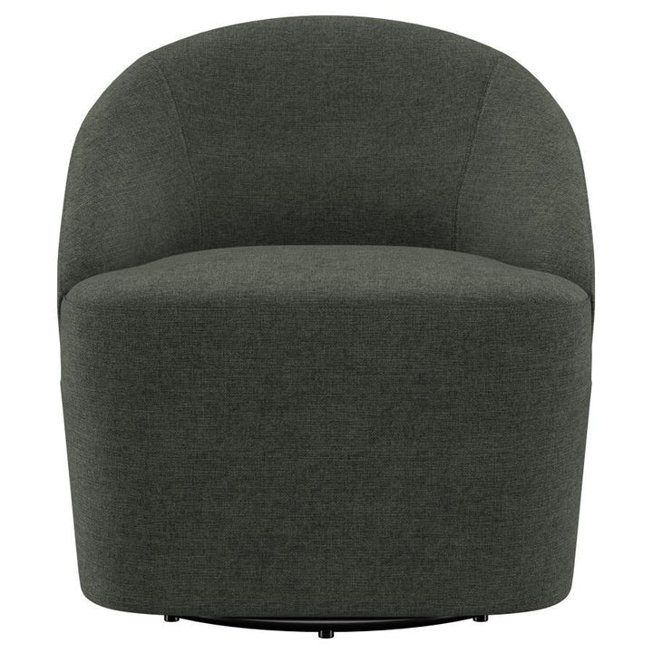Leon - Upholstered Barrel Accent Swivel Chair - Hunter Green Swivel Chair modern furniture Contempo Furniture