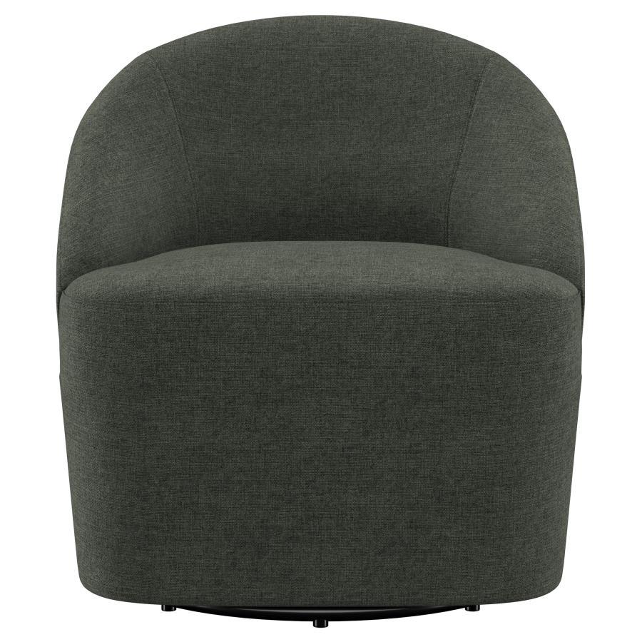 Leon - Upholstered Barrel Accent Swivel Chair - Hunter Green Swivel Chair modern furniture Contempo Furniture