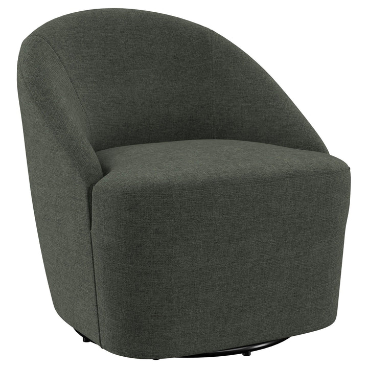 Leon - Upholstered Barrel Accent Swivel Chair - Hunter Green Swivel Chair modern furniture Contempo Furniture
