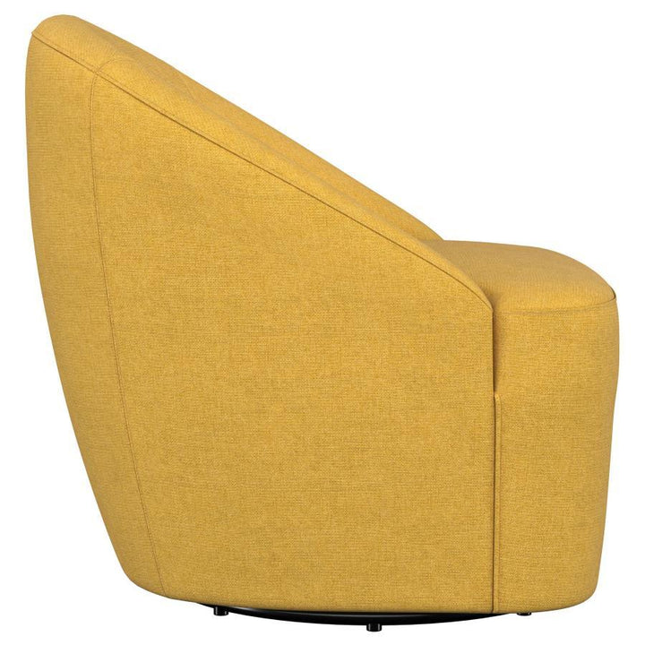 Leon - Upholstered Barrel Accent Swivel Chair - Mustard Yellow Swivel Chair modern furniture Contempo Furniture
