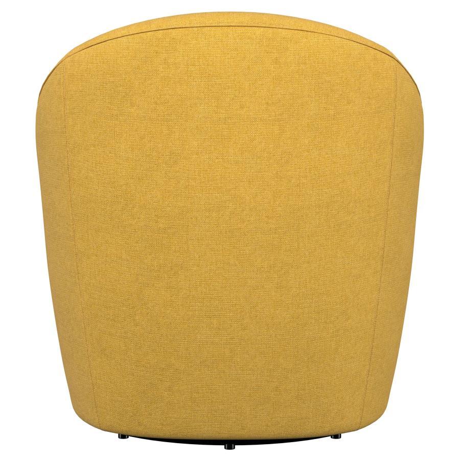 Leon - Upholstered Barrel Accent Swivel Chair - Mustard Yellow Swivel Chair modern furniture Contempo Furniture