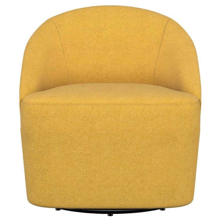 Leon - Upholstered Barrel Accent Swivel Chair - Mustard Yellow Swivel Chair modern furniture Contempo Furniture