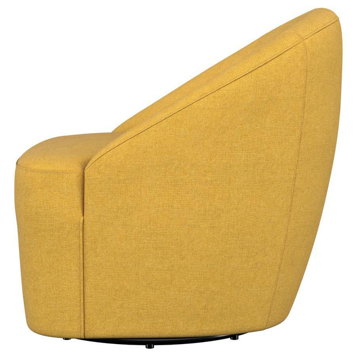Leon - Upholstered Barrel Accent Swivel Chair - Mustard Yellow Swivel Chair modern furniture Contempo Furniture