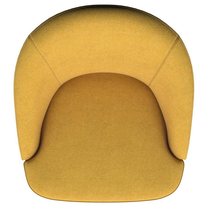 Leon - Upholstered Barrel Accent Swivel Chair - Mustard Yellow Swivel Chair modern furniture Contempo Furniture