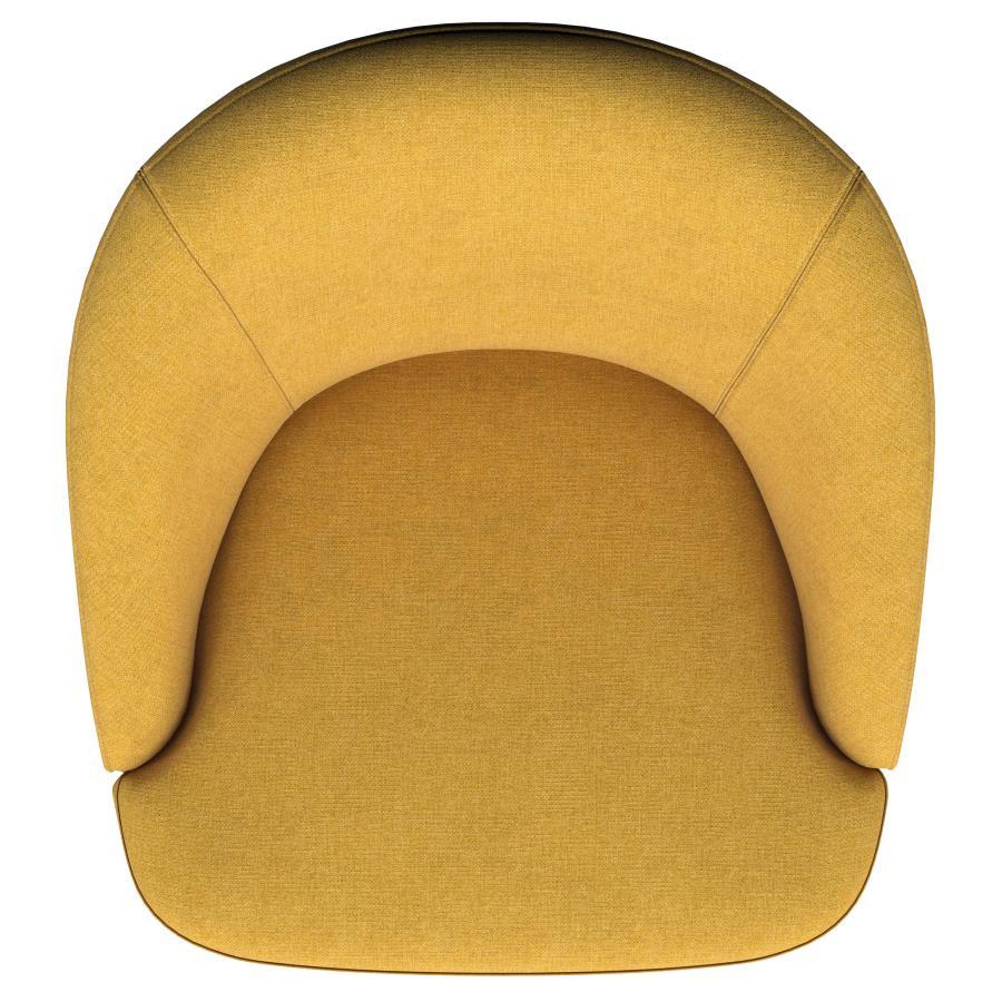 Leon - Upholstered Barrel Accent Swivel Chair - Mustard Yellow Swivel Chair modern furniture Contempo Furniture