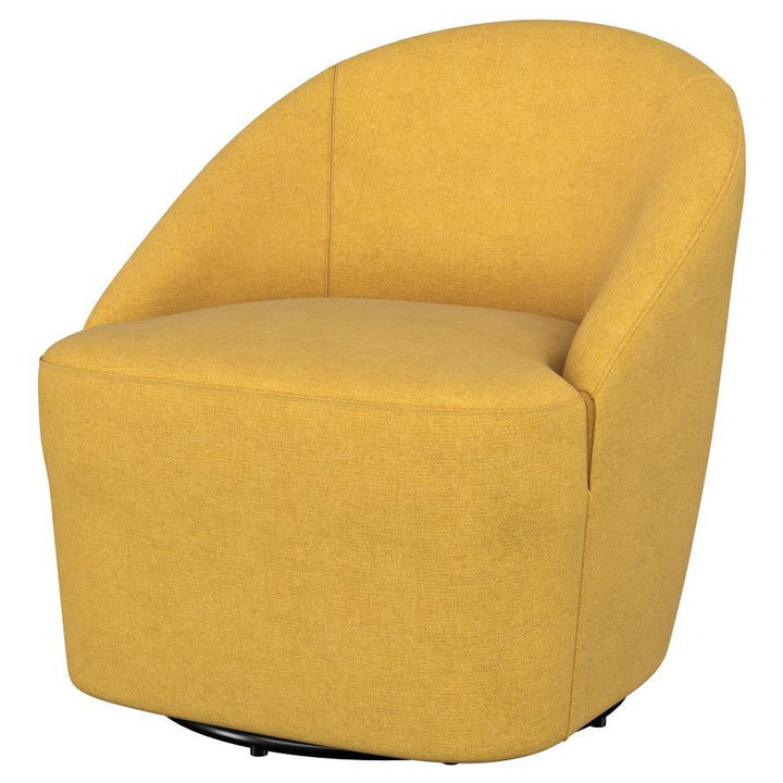 Leon - Upholstered Barrel Accent Swivel Chair - Mustard Yellow Swivel Chair modern furniture Contempo Furniture