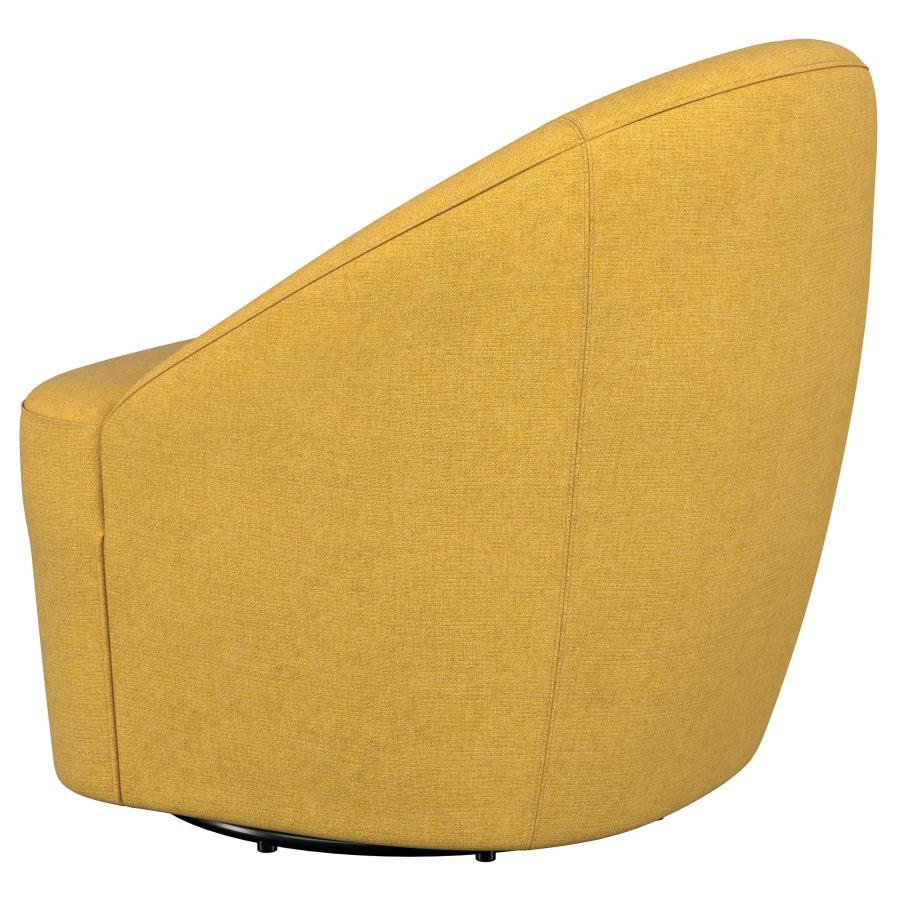 Leon - Upholstered Barrel Accent Swivel Chair - Mustard Yellow Swivel Chair modern furniture Contempo Furniture