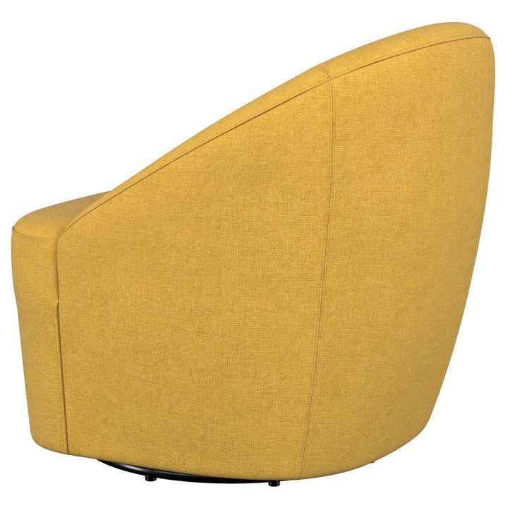 Leon - Upholstered Barrel Accent Swivel Chair - Mustard Yellow Swivel Chair modern furniture Contempo Furniture