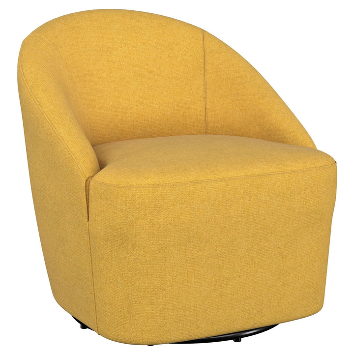 Leon - Upholstered Barrel Accent Swivel Chair - Mustard Yellow Swivel Chair modern furniture Contempo Furniture