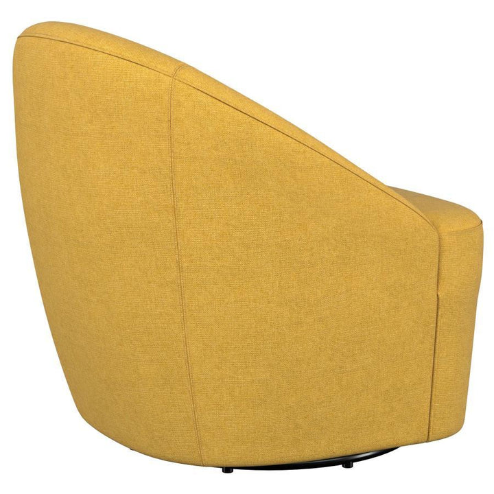 Leon - Upholstered Barrel Accent Swivel Chair - Mustard Yellow Swivel Chair modern furniture Contempo Furniture
