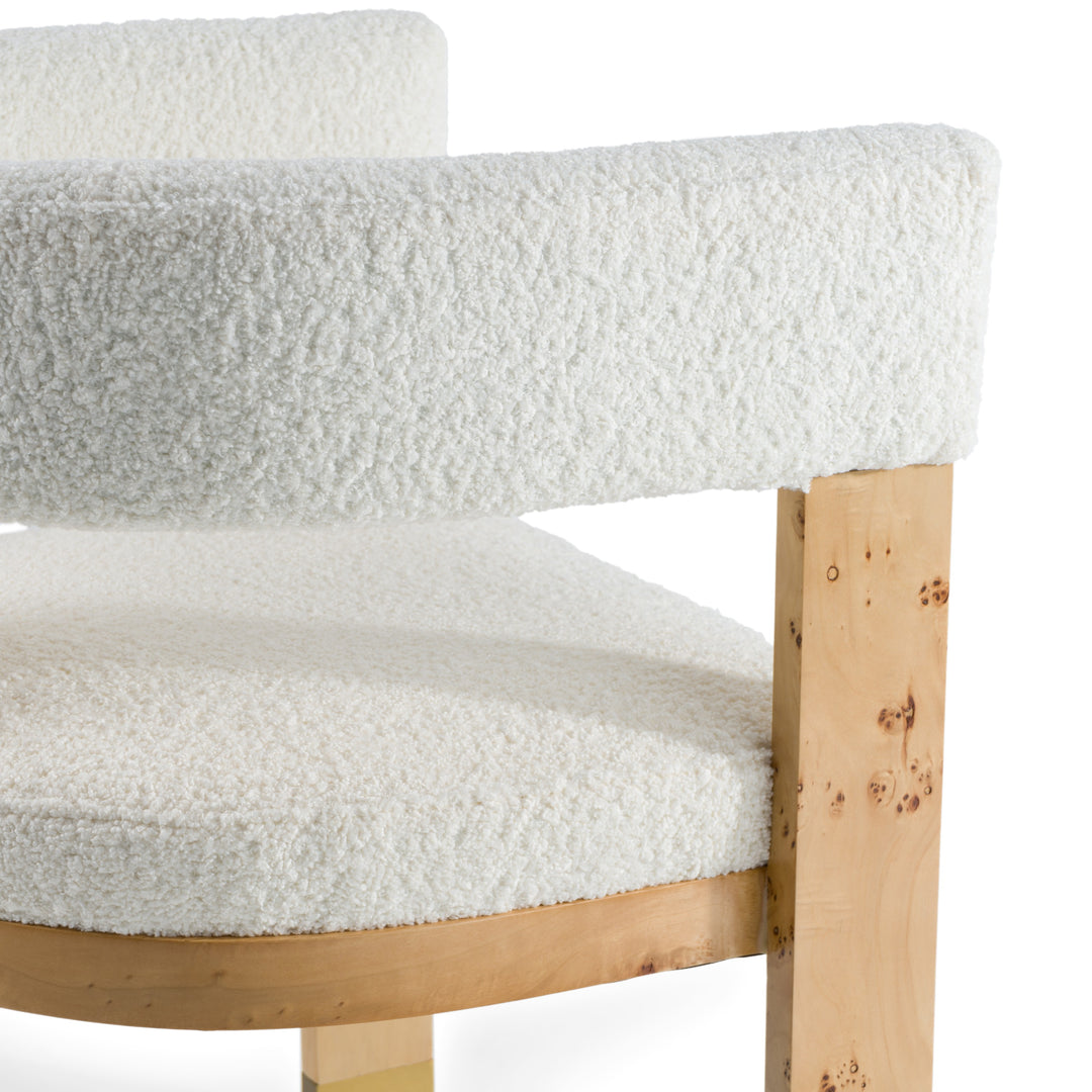 Letha - Modern Cream Fabric + Burl Dining Chair