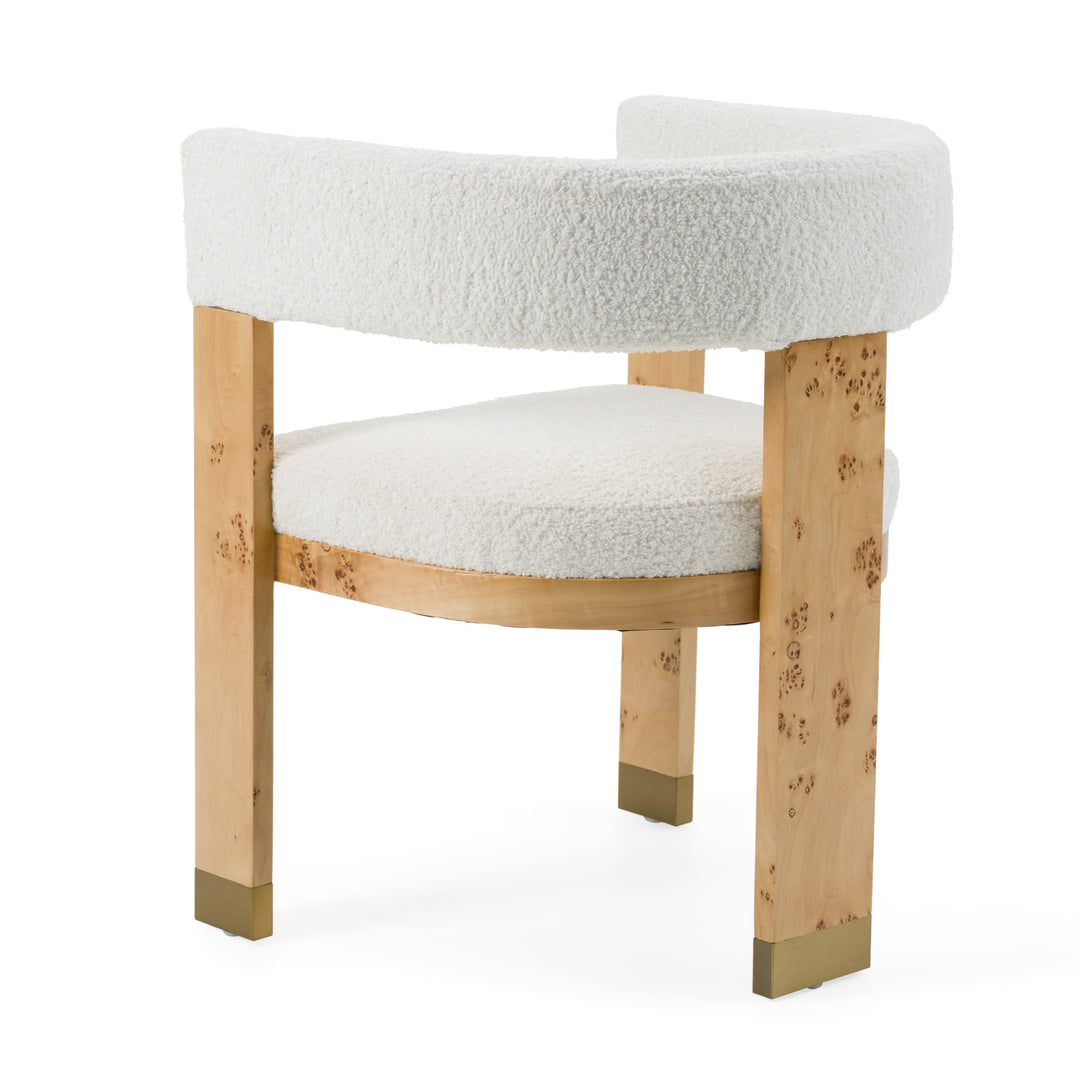 Letha  Modern Cream Fabric + Burl Dining Chair