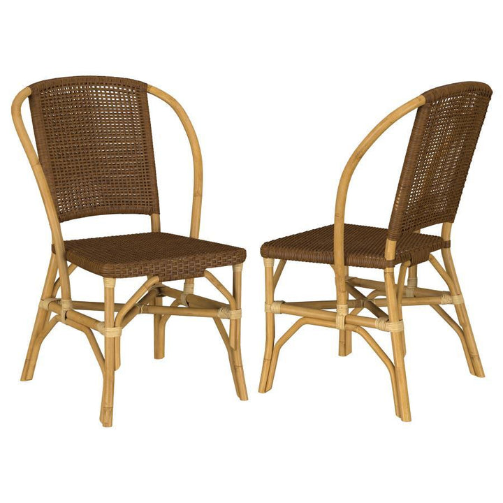 Lexley - Woven Rattan Dining Side Chair (Set of 2) - Brown Chair Set modern furniture Contempo Furniture