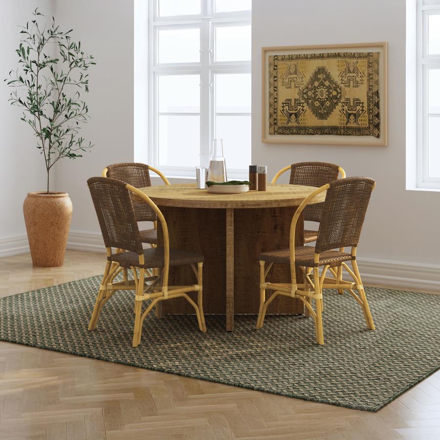 Lexley - Woven Rattan Dining Side Chair (Set of 2) - Brown Chair Set modern furniture Contempo Furniture