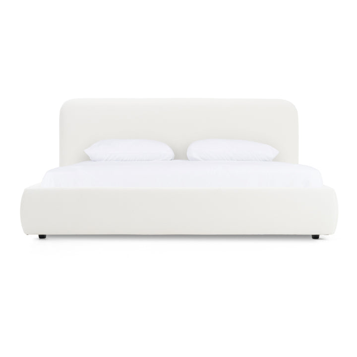 Liam - Modern Ivory Fabric Upholstered Bed