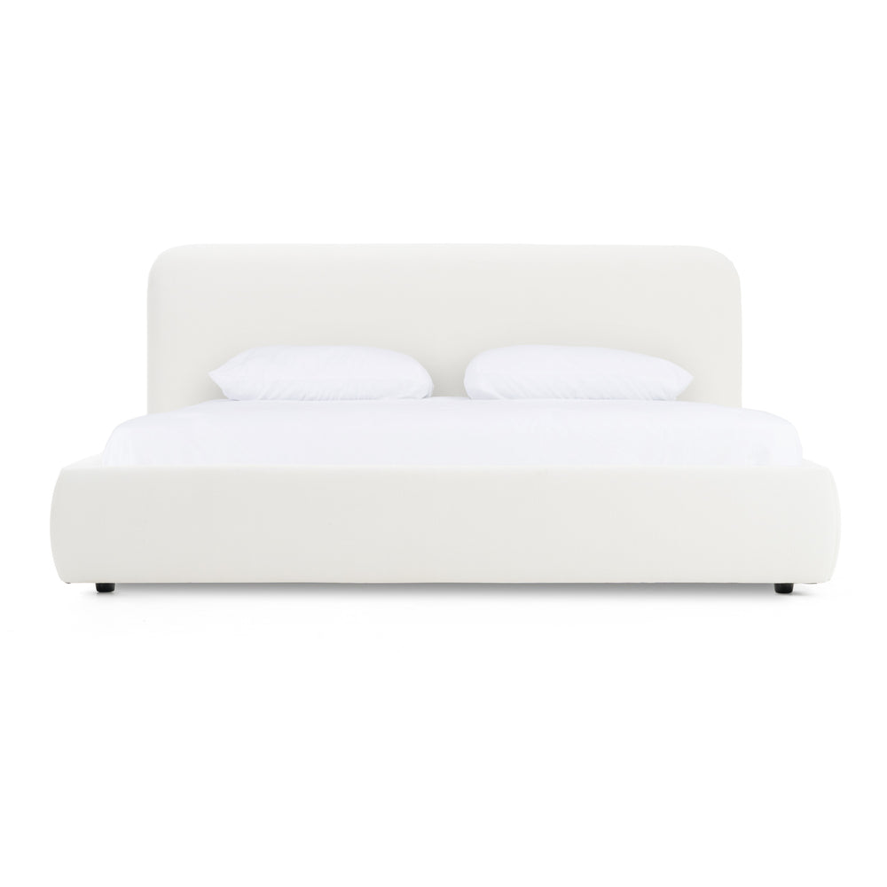Liam - Modern Ivory Fabric Upholstered Bed
