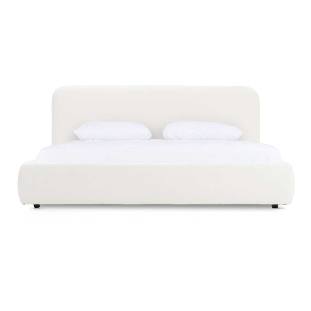 Liam - Modern Ivory Fabric Upholstered Bed