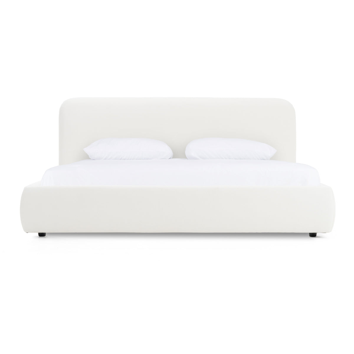 Liam - Modern Ivory Fabric Upholstered Bed