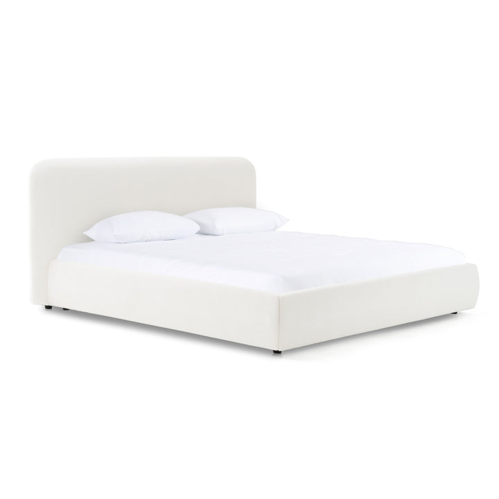 Liam - Modern Ivory Fabric Upholstered Bed