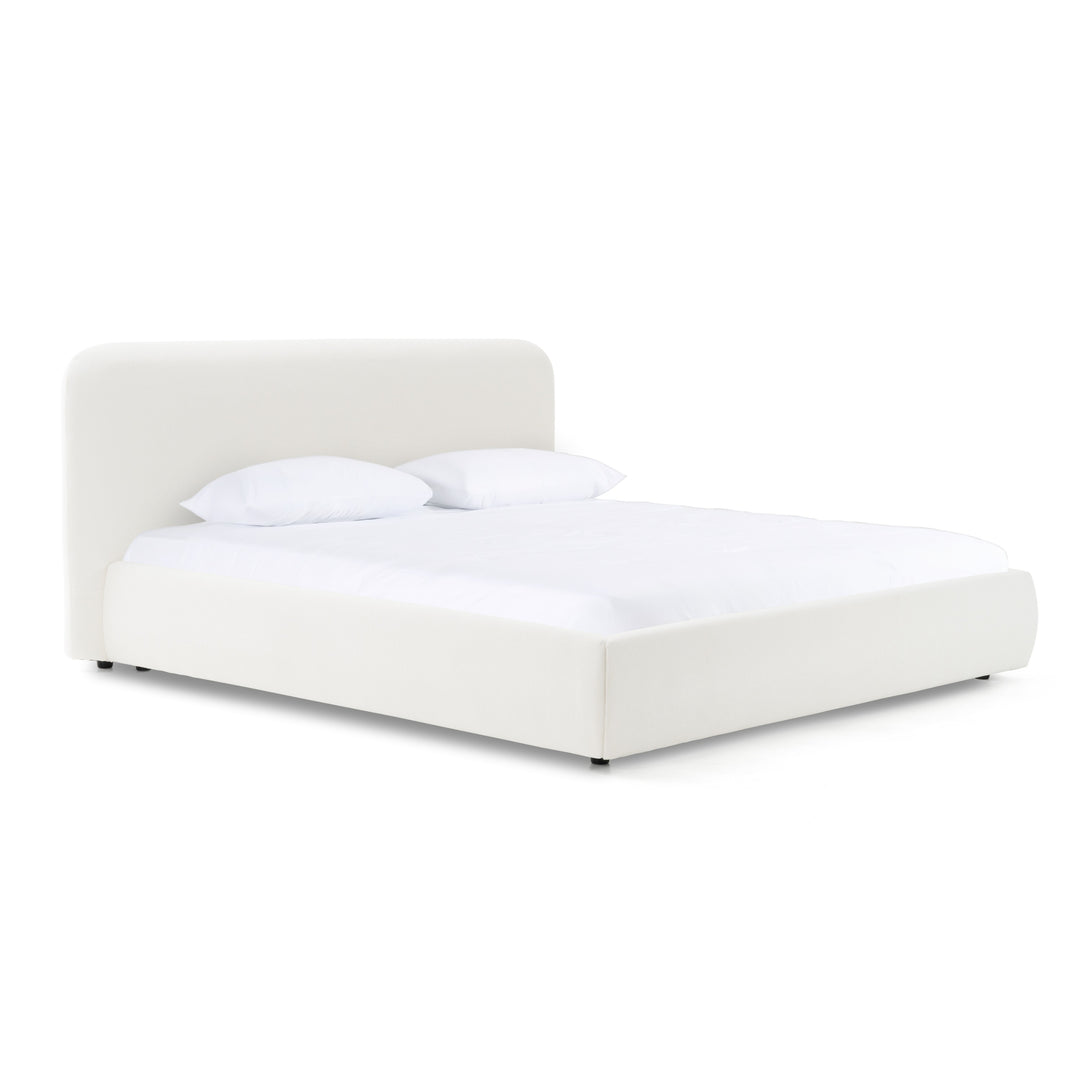 Liam - Modern Ivory Fabric Upholstered Bed