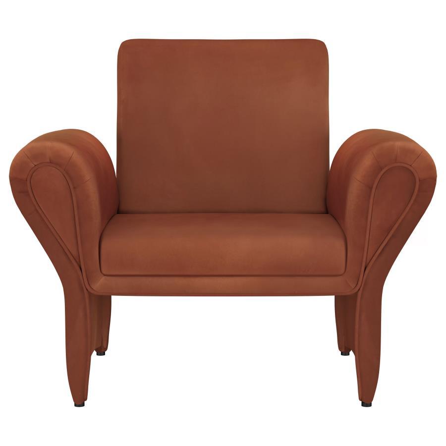 Liana - Upholstered Roll Arm Accent Armchair - Rust Arm Chair modern furniture Contempo Furniture