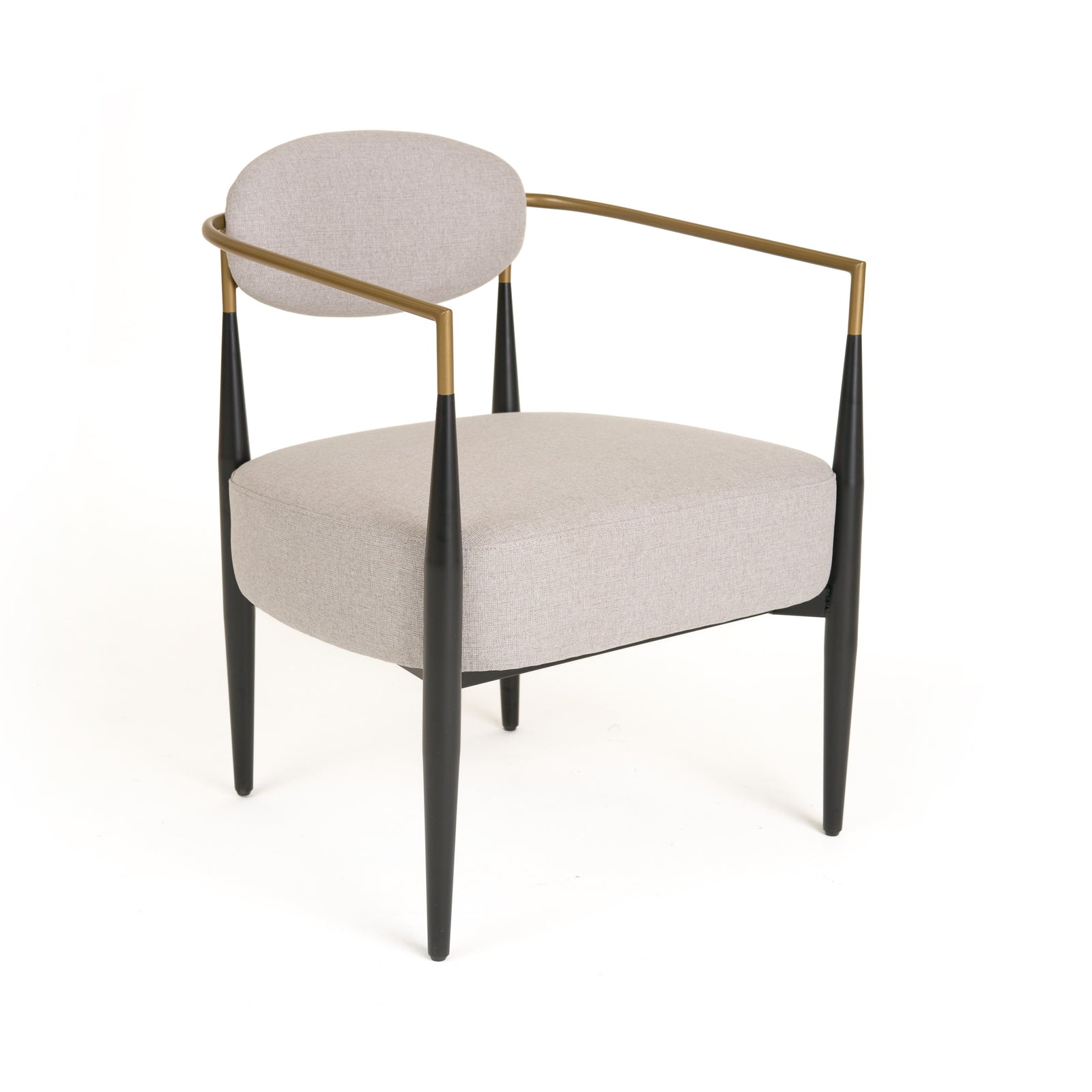 Liberty - Modern Beige Fabric  Black  and  Gold Accent Chair